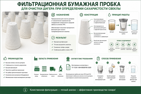 Бумажная фильтрационная пробка для определения сахаристости свёклы
