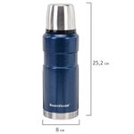 Термос 0,6 л, BOOMHOUSE (БУМХАУС) DARKBLUE, нержавеющая сталь SUS304, молотковая эмаль, крышка/кружка, синий, 700309