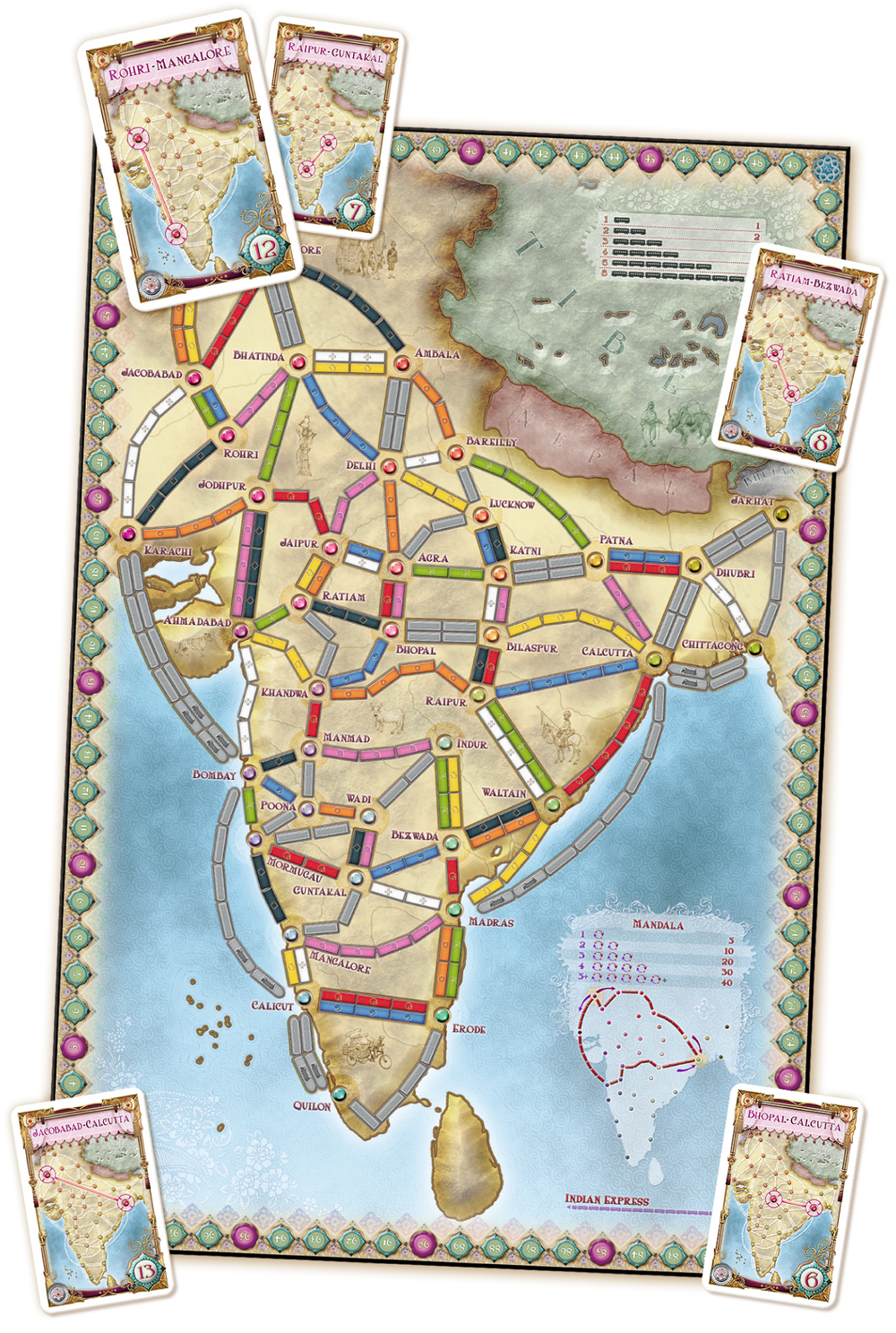 Ticket to Ride - Map Collection Vol. 2: India - карта Индии