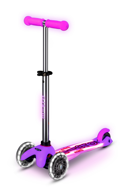 Самокат Mini Micro Deluxe Glow Plus (светящийся) LED морозный розовый