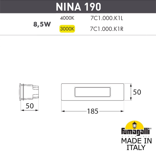 Подсветка для ступеней Fumagalli NINA 7C1.000.000.AYK1L