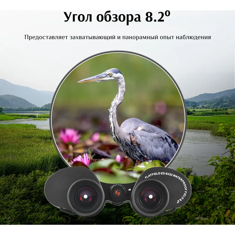 Бинокль Eyeskey Wind ED-6.5x32 - угол обзора иллюстрация