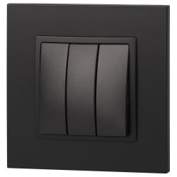 Выключатель ЭРА Elegance 14-1107-05 тройной 10АХ-250В IP20 антрацит | Эра Elegance