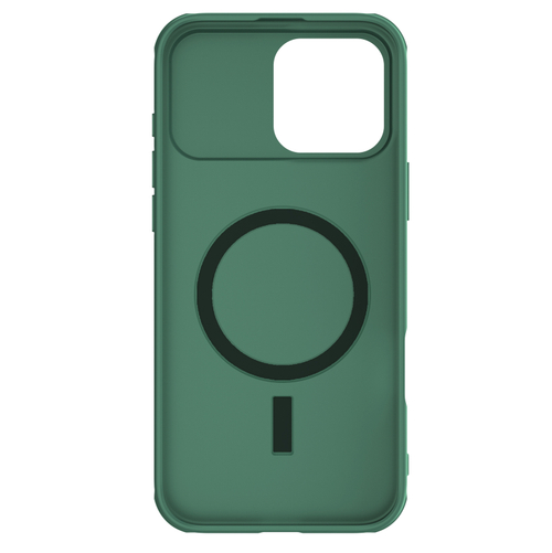 Чехол зеленого цвета (Dark Green) от Nillkin c поддержкой магнитной зарядки MagSafe для iPhone 16 Pro Max, серия CamShield Pro Magnetic