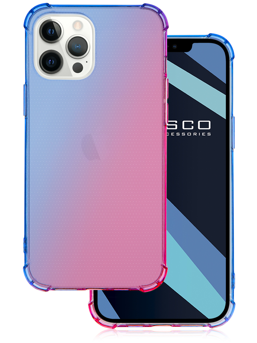 Чехол ROSCO для Apple iPhone 12 Pro Max оптом (арт. IP12PROMAX-HARD-TPU-DARKBLUE-PINK)