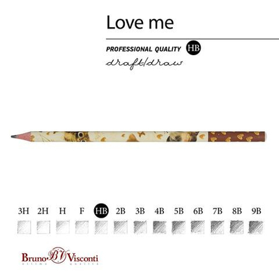 Карандаш ч/г HB "Love me. Котики. Счастье" (BrunoVisconti)