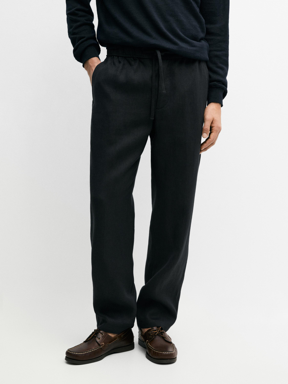 Massimo Dutti Льняные спортивные брюки, черный