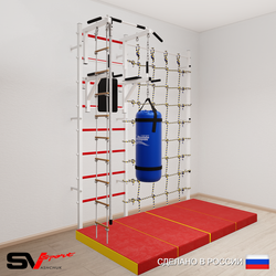 Шведская стенка Sv Sport 57570 (Турник стандарт/Брусья/Канат/Лестница/Цепь/Мешок 30кг/Мат 2м/Канатный лаз)