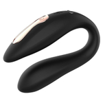Черный вибратор для пар 8,5см с часами-пультом ДУ Anne's Desire Dual Pleasure Tecnology Watchme Black