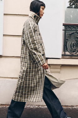 ZARA ДВУСТОРОННИЙ ТРЕНЧ В КЛЕТКУ — ZW COLLECTION, БЕЖЕВЫЙ