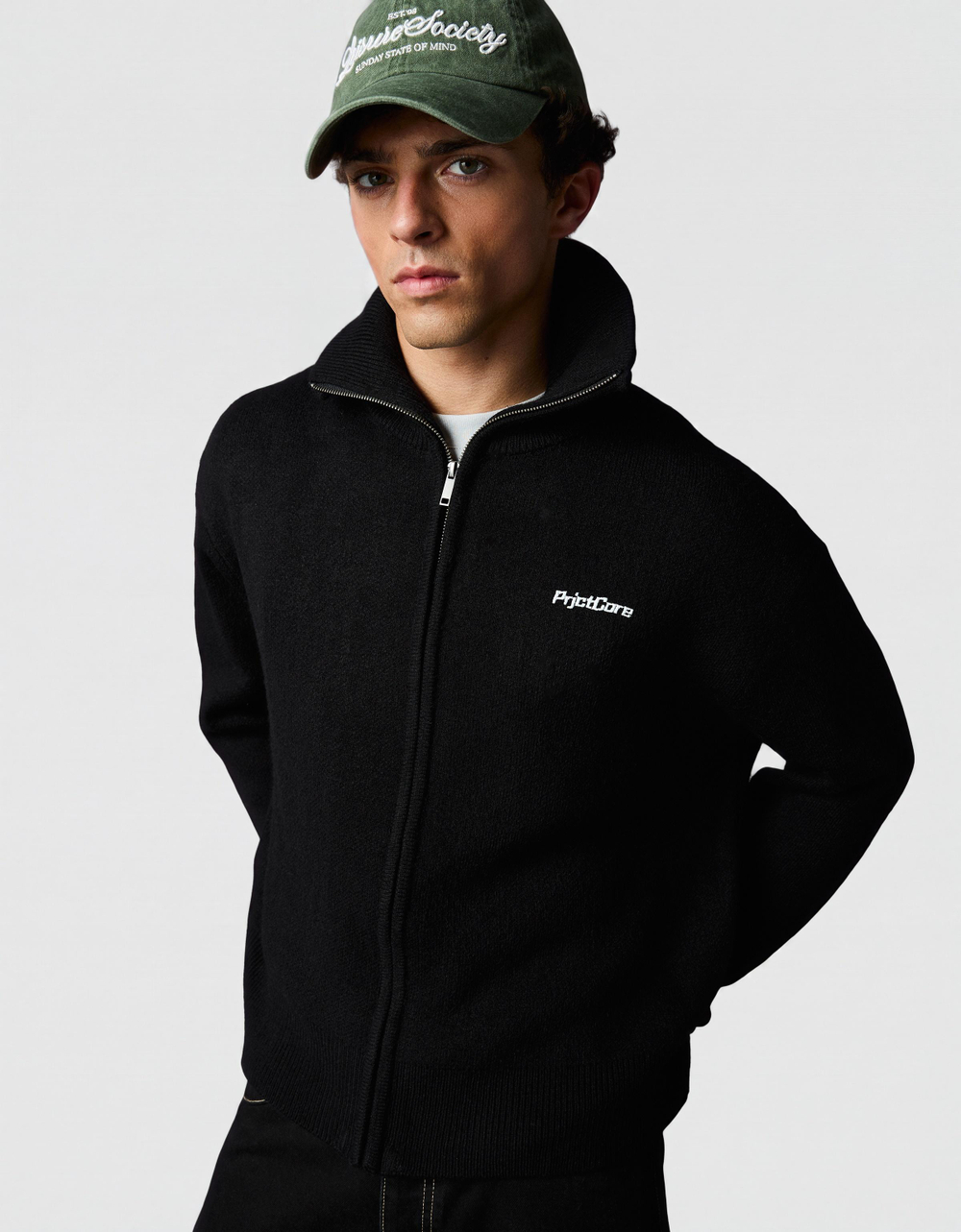 Мужской вязаный кардиган boxy fit на молнии - BERSHKA