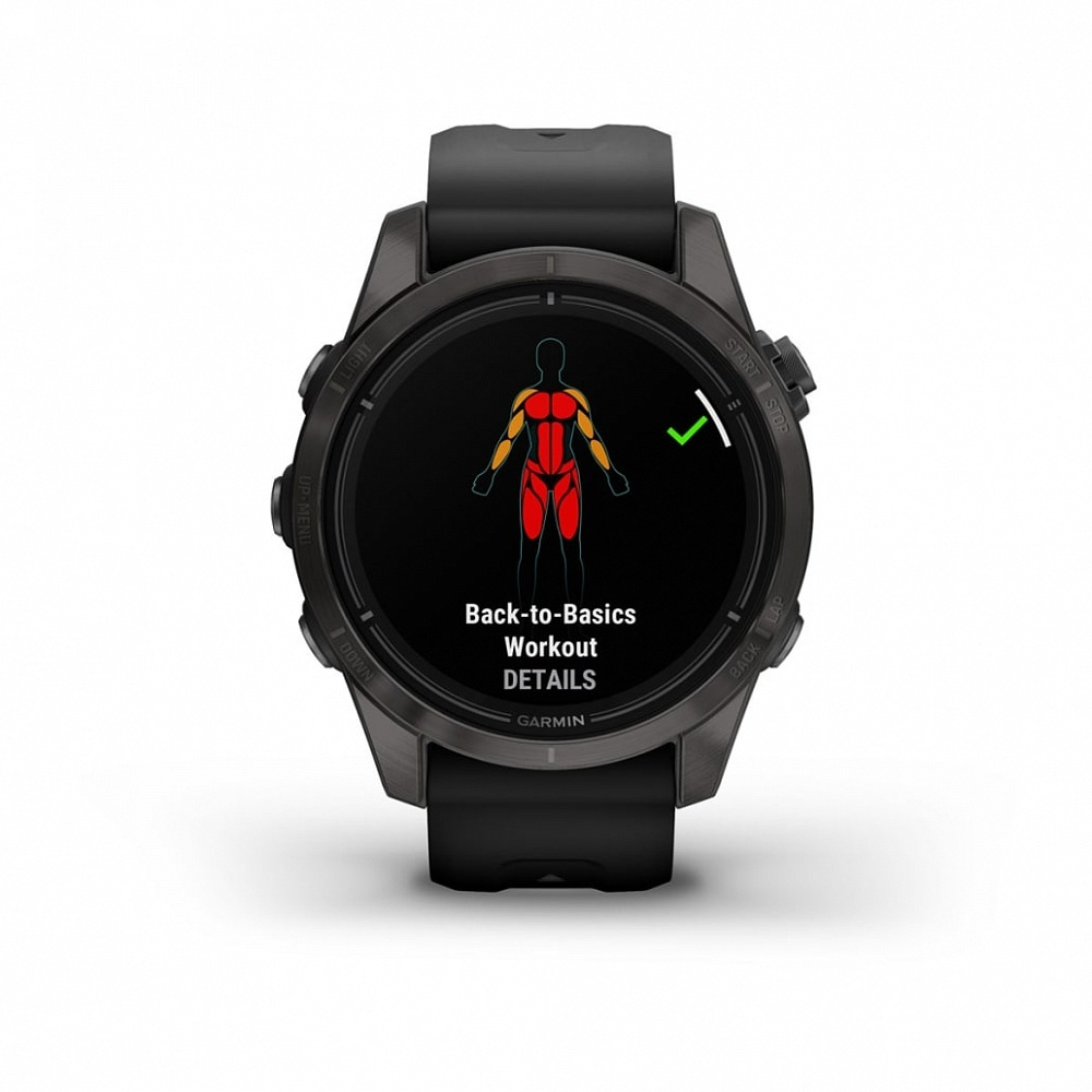 Смарт-часы Garmin EPIX Pro (Gen 2) Sapphire Edition 42 мм, титановый, угольно-серый, DLC, черный ремешок, 010-02802-15