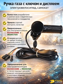 P-(рейтинг 3)0 Bt0 Ручка газа для электровелосипеда с замком и экраном черная (черный)
