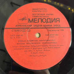 Винтажная виниловая пластинка LP Нугзар Эргемлидзе Автопортрет (СССР 1989)
