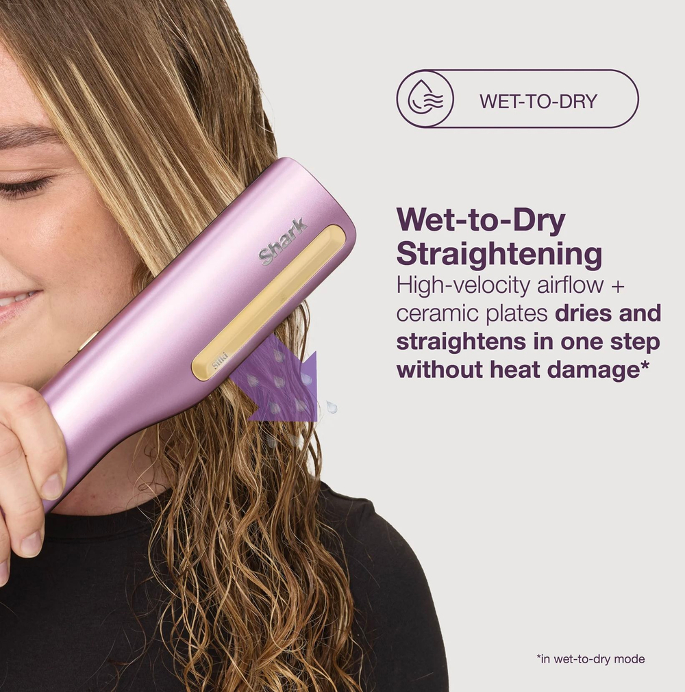 Shark SilkiPro Straight HT401UKPU выпрямитель для волос, фен-стайлер 2-в-1 Wet-to-Dry, профессиональный прибор для укладки волос, керамический выпрямитель