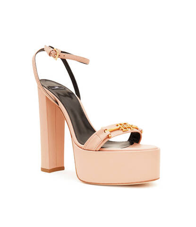 Кожаные босоножки на каблуке Elisabetta Franchi - пудро-розовый(SA17L41E2)