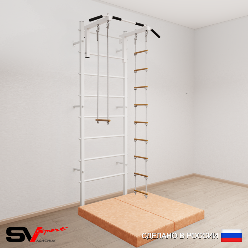 Шведская стенка Sv Sport 5184 (Турник стандарт/Лестница/Трапеция/Мат 1м)