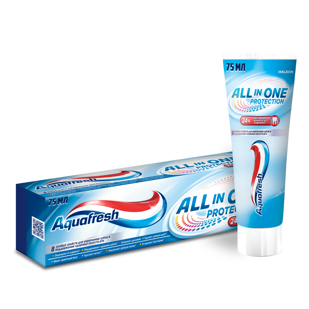Зубная паста AQUAFRESH ALL- IN-ONE PROTECTION С ФТОРОМ 75мл