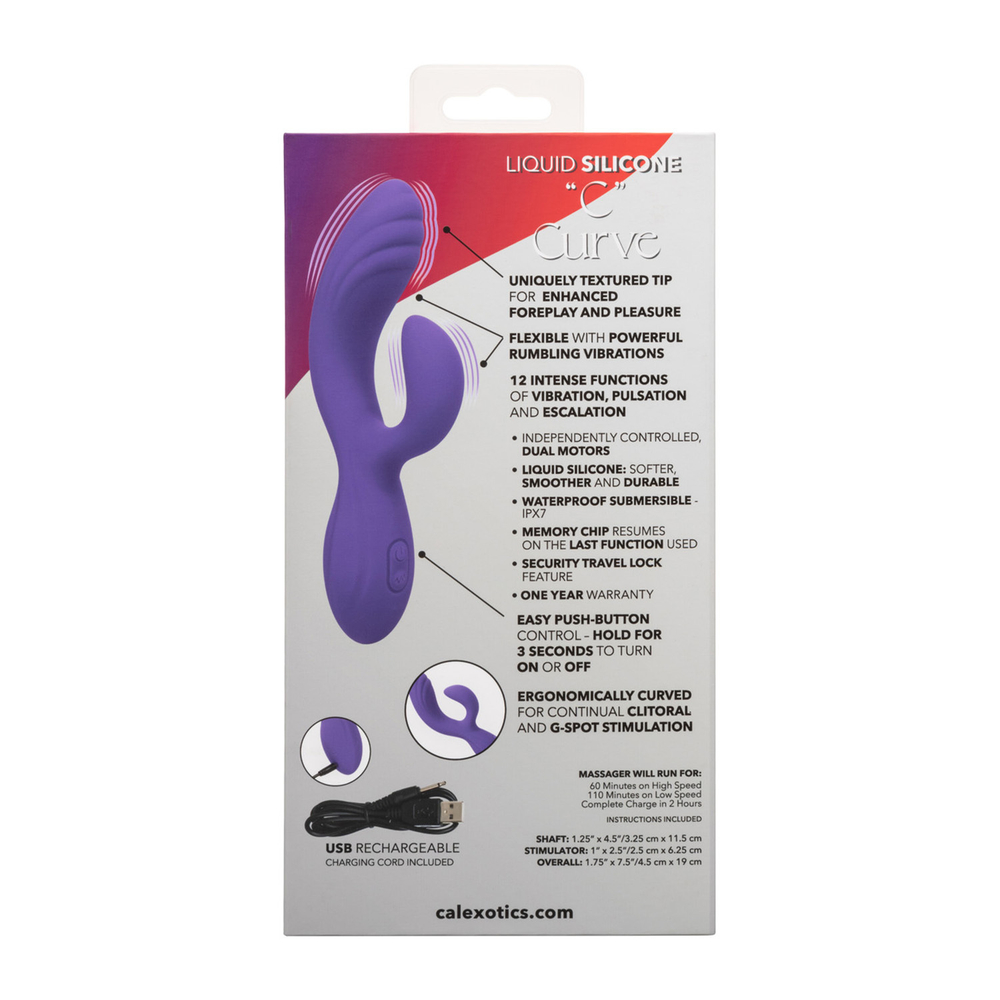 Фиолетовый вибратор-кролик 19см California Exotic Stella Liquid Silicone C Curve SE-4368-45-3