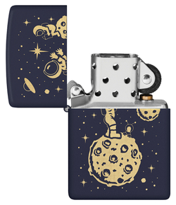 Зажигалка ZIPPO Lost in Space Design с покрытием Navy Matte, латунь/сталь, синяя, 38x13x57 мм, шт