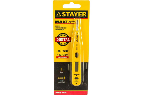 Цифровой тестер напряжения со световым индикатором 12-220В, 125мм STAYER MASTER 45290