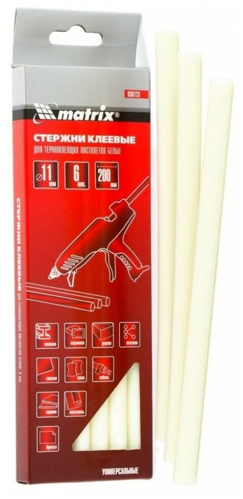 930723 (MATRIX) патрон сменный с клеем белый 11мм*200мм (6шт)