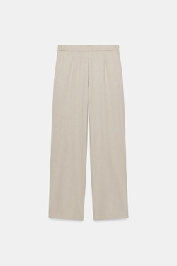 ZARA БРЮКИ ПРЯМОГО КРОЯ СО СРЕДНЕЙ ПОСАДКОЙ, ПЕСОЧНЫЙ МЕЛАНЖ