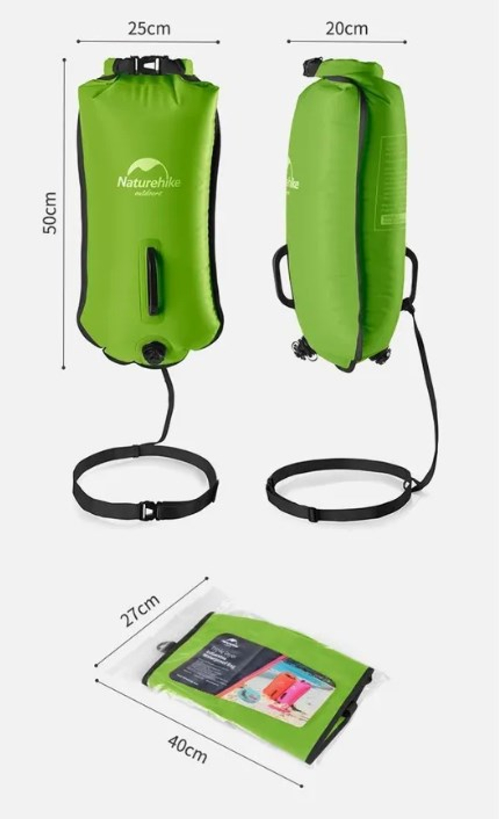 Гермомешок Naturehike туристический 18 л. ярко-зеленый, артикул NH17S001-G-GR