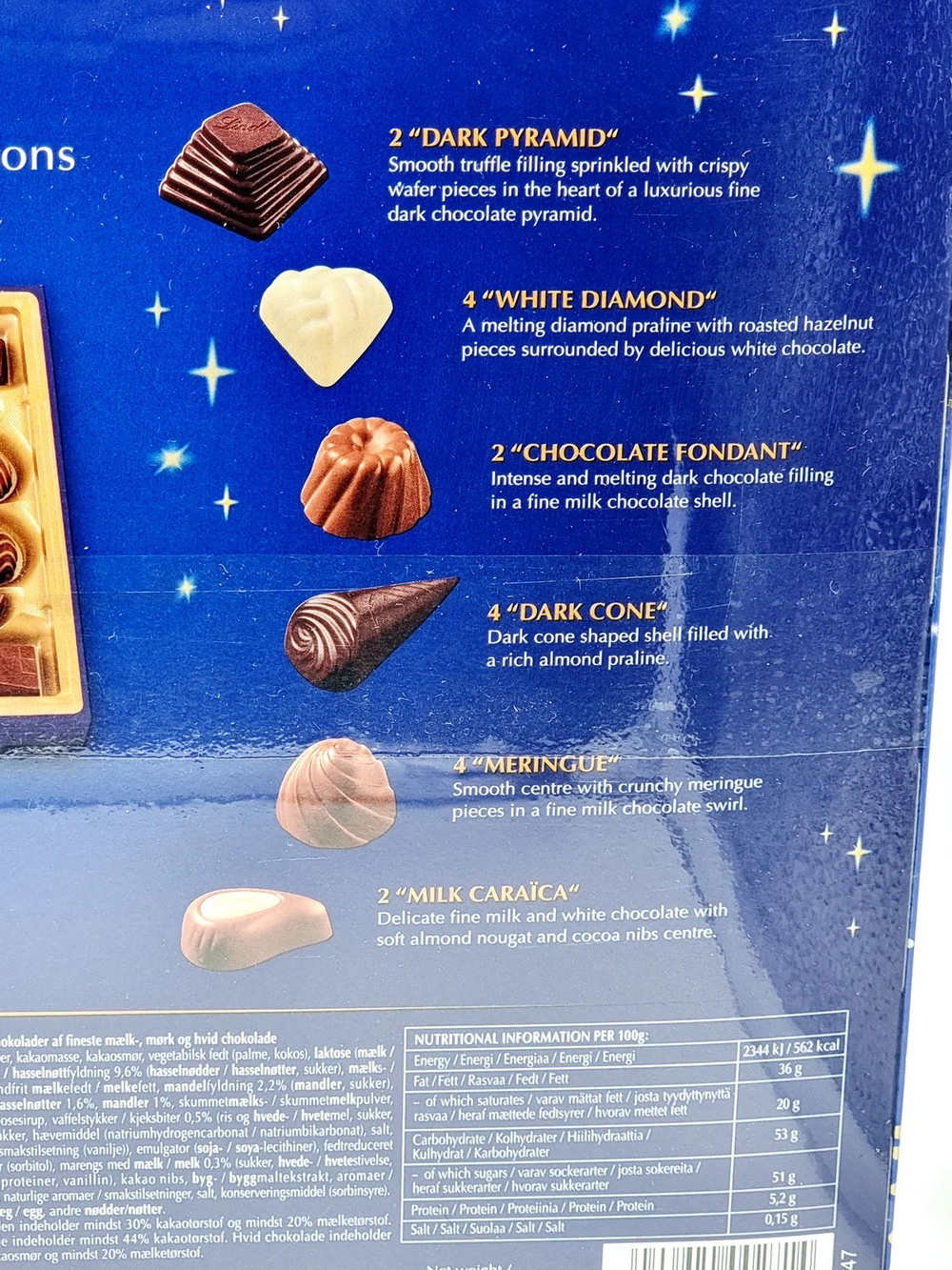 Шоколадные конфеты ассорти Lindt Champs-Elysees, молочный, темный и белый шоколад с начинкой, 469 г