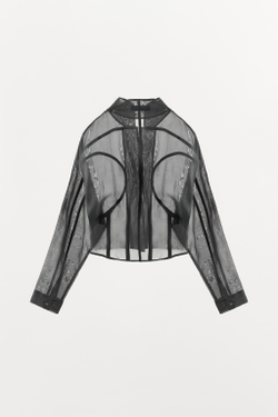 ZARA РУБАШКА-КОРСЕТ ZW COLLECTION, ТЕМНО-СЕРЫЙ