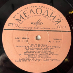 Винтажная виниловая пластинка LP Ольга Воронец Песни Советских Композиторов (СССР 1978)