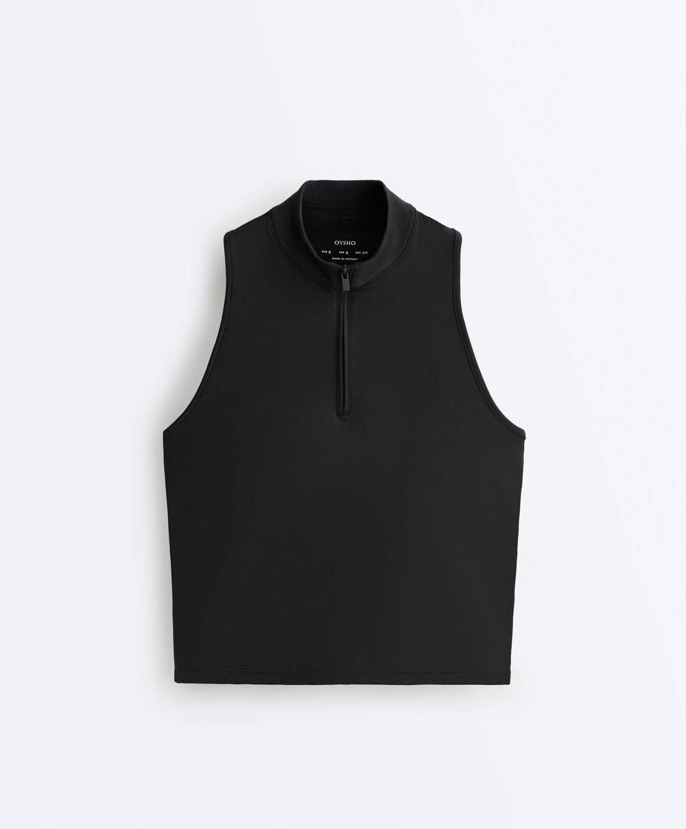 Oysho Майка с молнией, черный