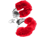 Металлические наручники с красным мехом Original Furry Cuffs (Цвет: серебряный с красным)