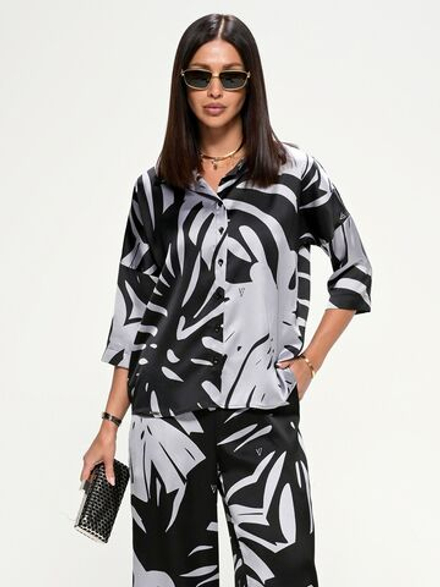 Костюм летний шелковый "ART SILK", 713.9054.09.09, цвет монстера черный