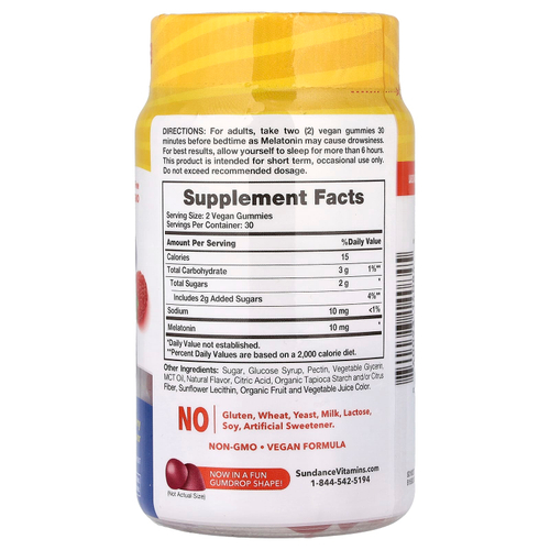 Sundance Vitamins, жевательные таблетки с мелатонином для сна, ягодный вкус, 60 веганских жевательных таблеток (5 мг в 1 таблетке)