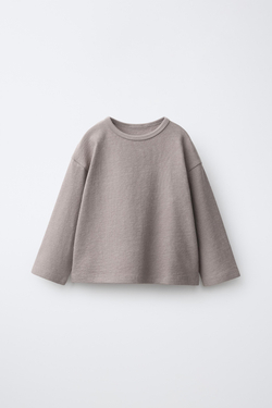 ZARA ОДНОТОННАЯ ФУТБОЛКА, СЕРО-КОРИЧНЕВЫЙ