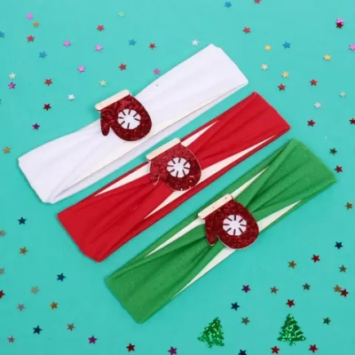 Повязка на голову детская «New Little Mi Mi - Новогодние варежки», микс 3 цвета, 4*16.5см