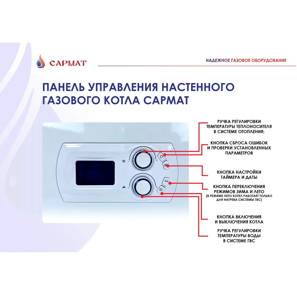 Котел настенный газовый двухконтурный Сармат T-10 KW ERCO WiFi (CN)