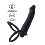 Черная вибронасадка на пенис для двойного проникновения 19см ToyFa Black&Red 901412-5
