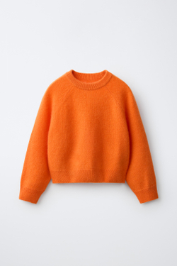 ZARA СВИТЕР ИЗ 100% КАШЕМИРА, ОРАНЖЕВЫЙ