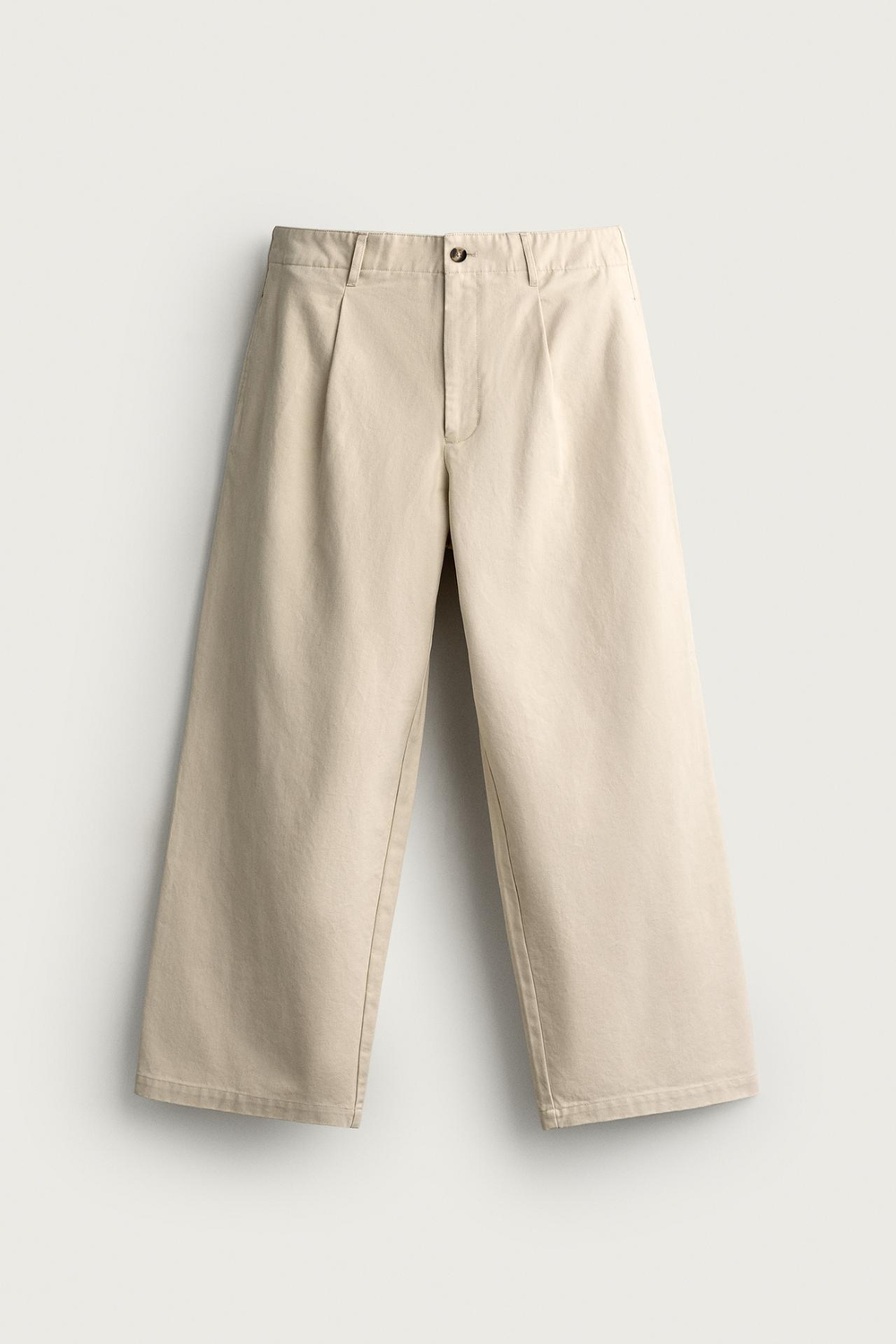 ZARA БРЮКИ RELAXED FIT СО СКЛАДКАМИ, БЕЖЕВЫЙ