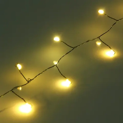 Гирлянда для дома НИТЬ «Мишура-Капля» 40 м 1000 ламп LED, зеленый провод, пост.свечение, IP-20, 220v, Теплый белый