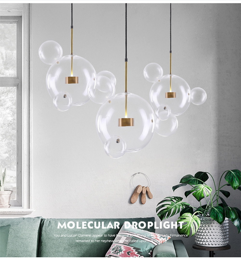 Pendant design lamp   Bolle by Giopato & Coombes (3 lampshade ,  прямоугольное mount)