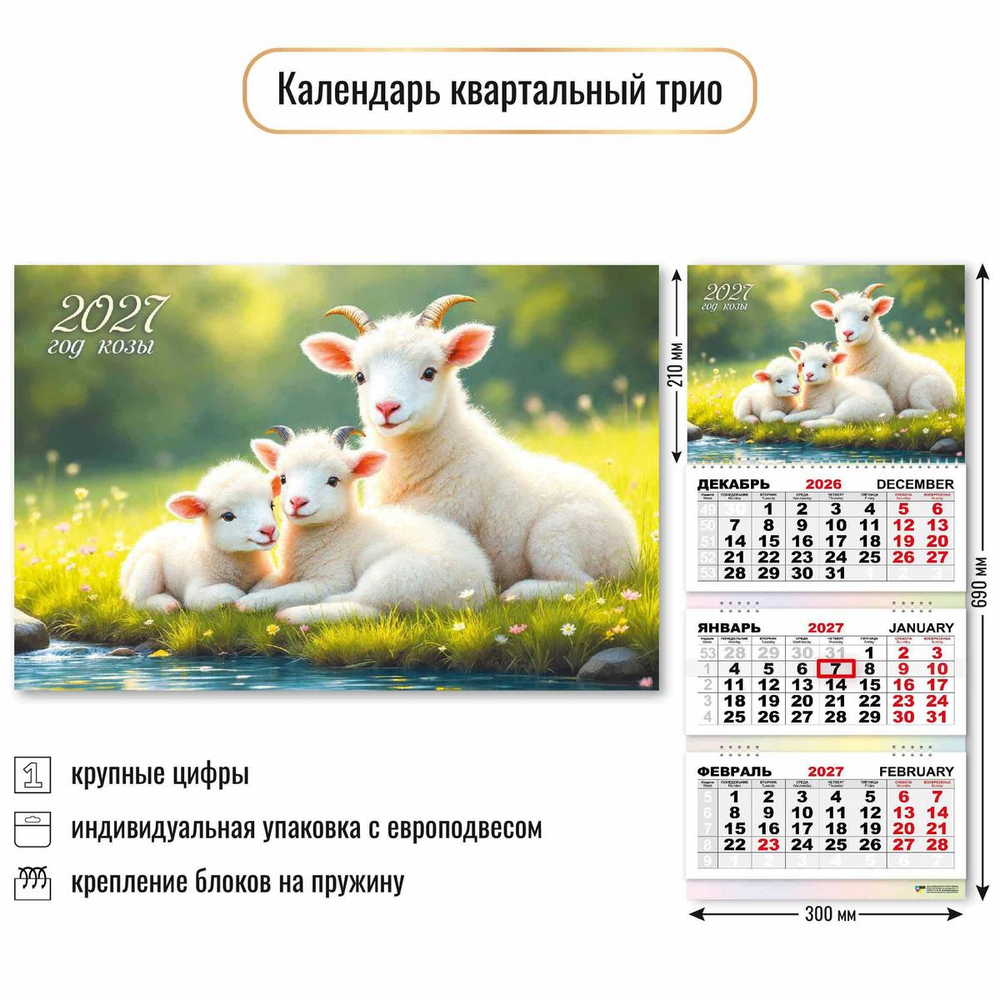 Календарь трио 2027 "Символ года" 10009 (Квадра)