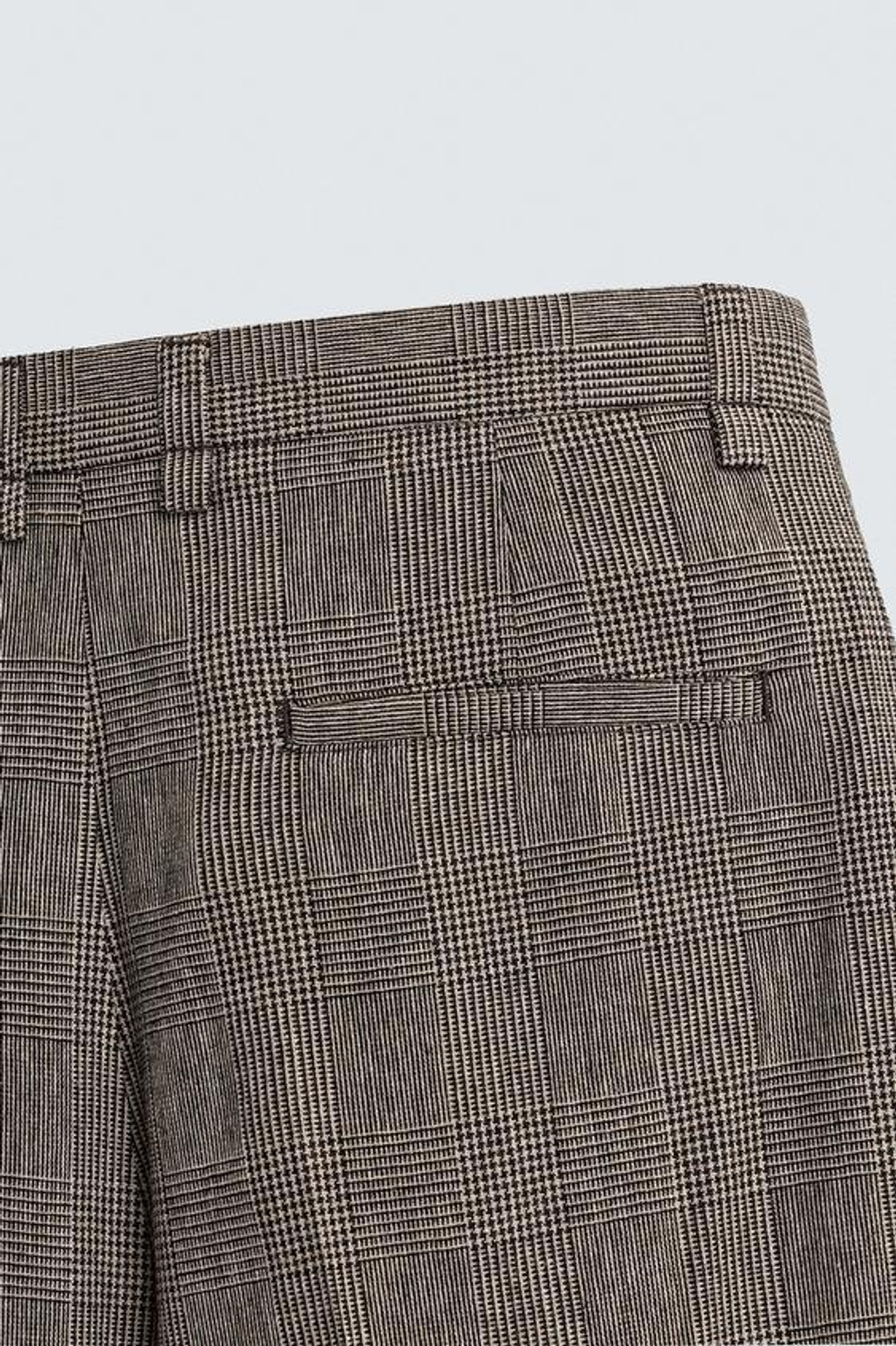 ZARA БРЮКИ RELAXED FIT В КЛЕТКУ, БЕЖЕВЫЙ