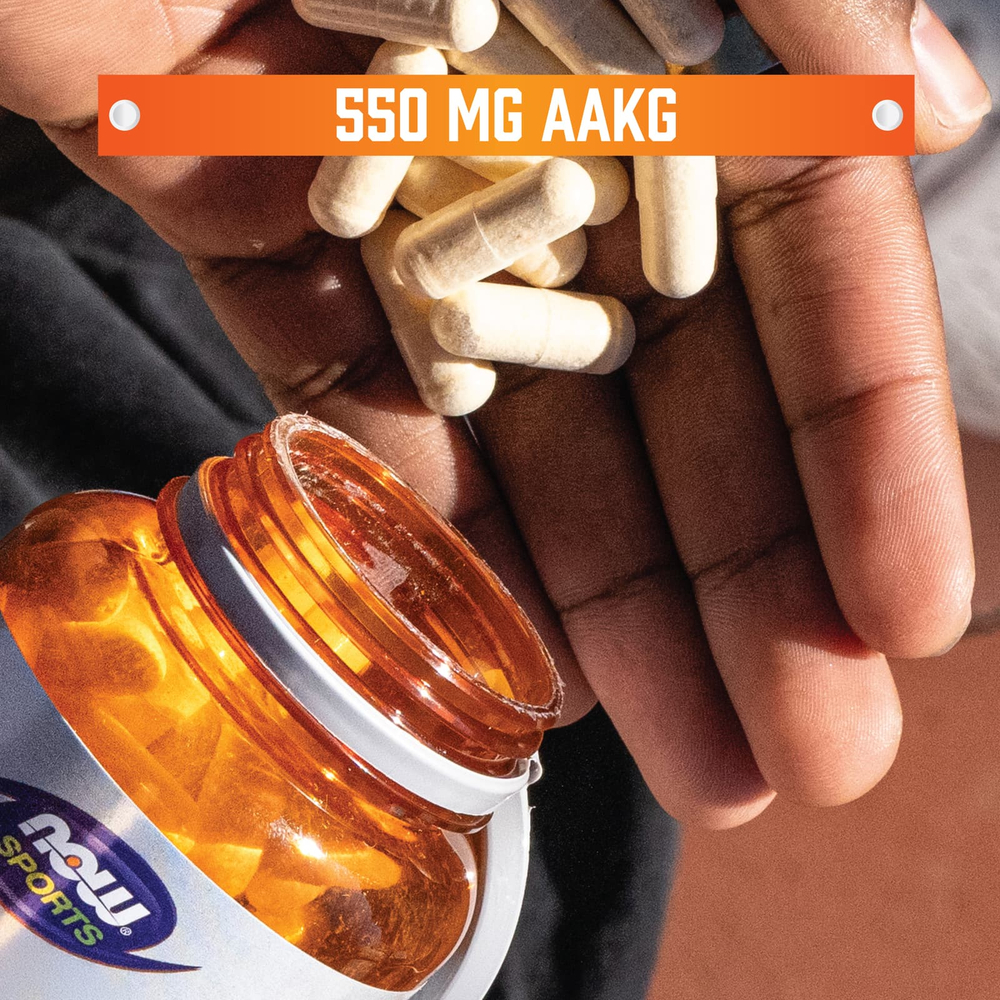 NOW Foods, AAKG 2200, 180 растительных капсул (550 мг на капсулу)