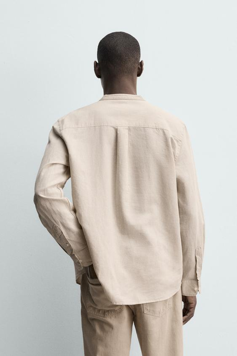 ZARА РУБАШКА RELAXED FIT ИЗ ЛЬНА И ХЛОПКА, СВЕТЛО-БЕЖЕВЫЙ