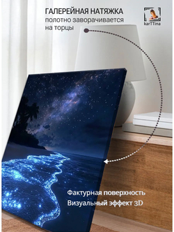 Картина "Сияние волн", интерьерная 50х70см 1шт., на деревянном подрамнике