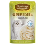 Филейная курица в нежном желе, 70гр влажный корм для взрослых кошек ДОМАШНИЕ ОБЕДЫ Деревенские лакомства