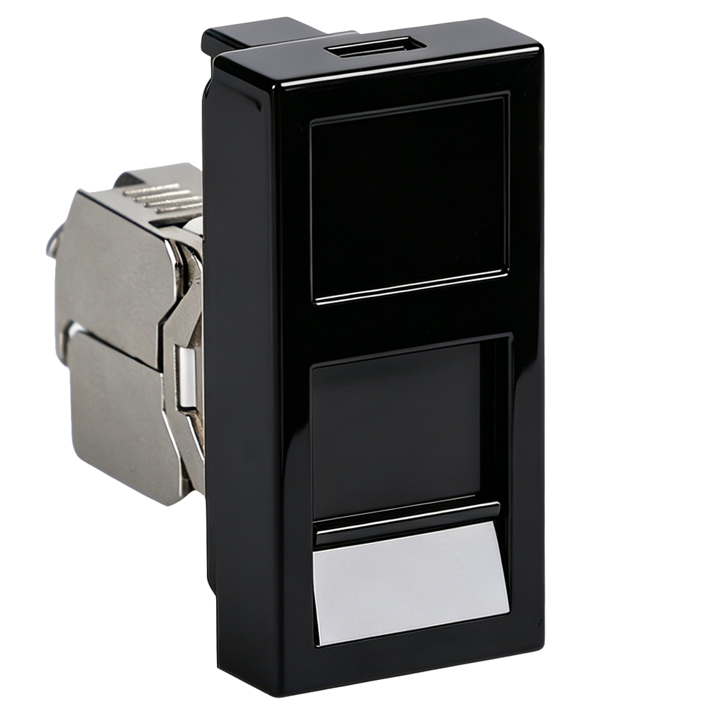 Розетка DEC RJ45 FTP кат.5e,  1мод.,  черн. (22.5х45мм)